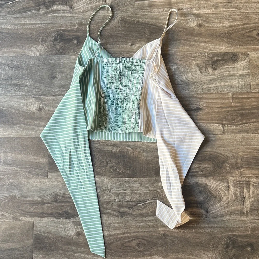 Mare Mare x Anthropologie Striped Wrap Crop Tank Top Small - Picture 3 of 3